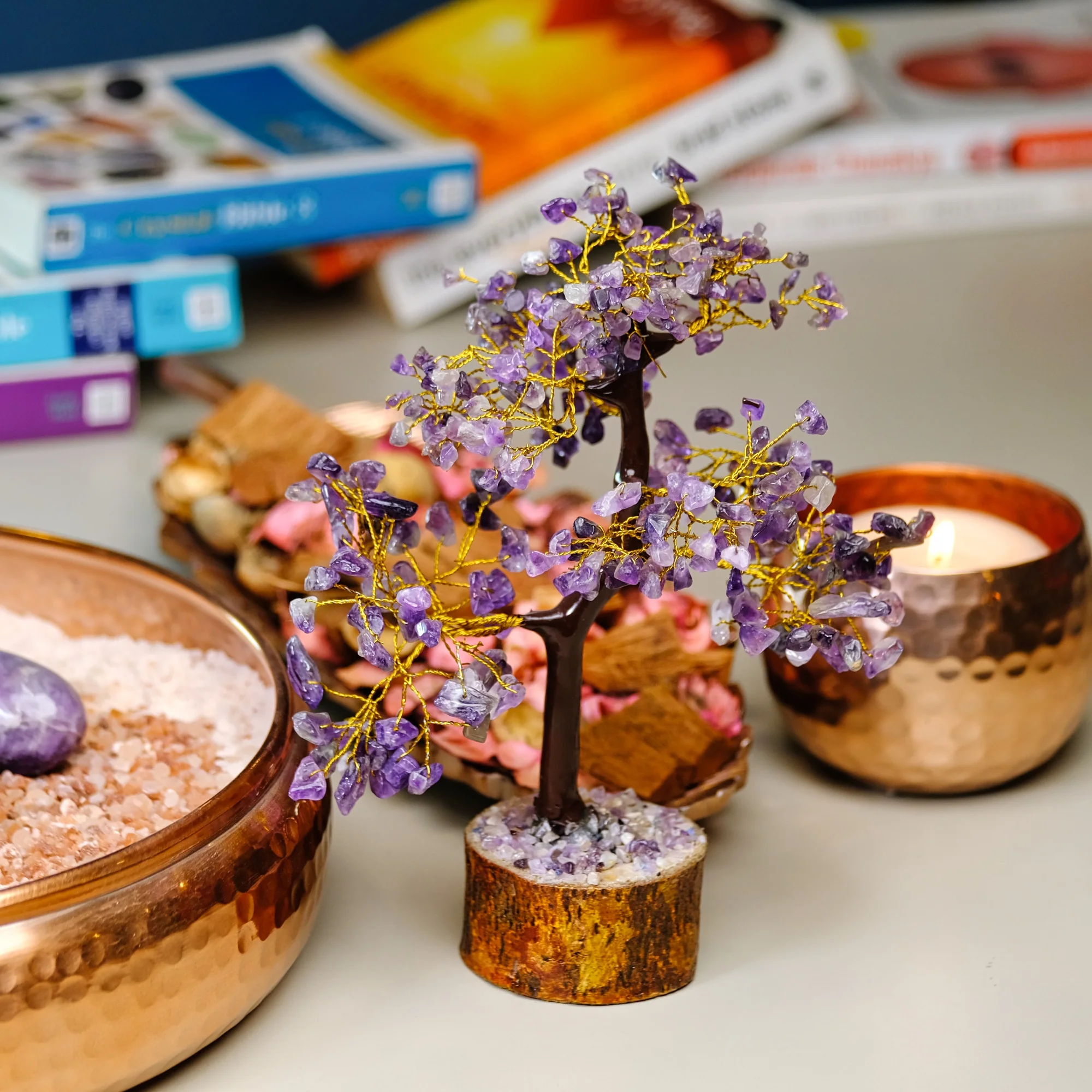 Amethyst Chip Tree For Peaceful Atmosphere & Home Decor With 300 Beads