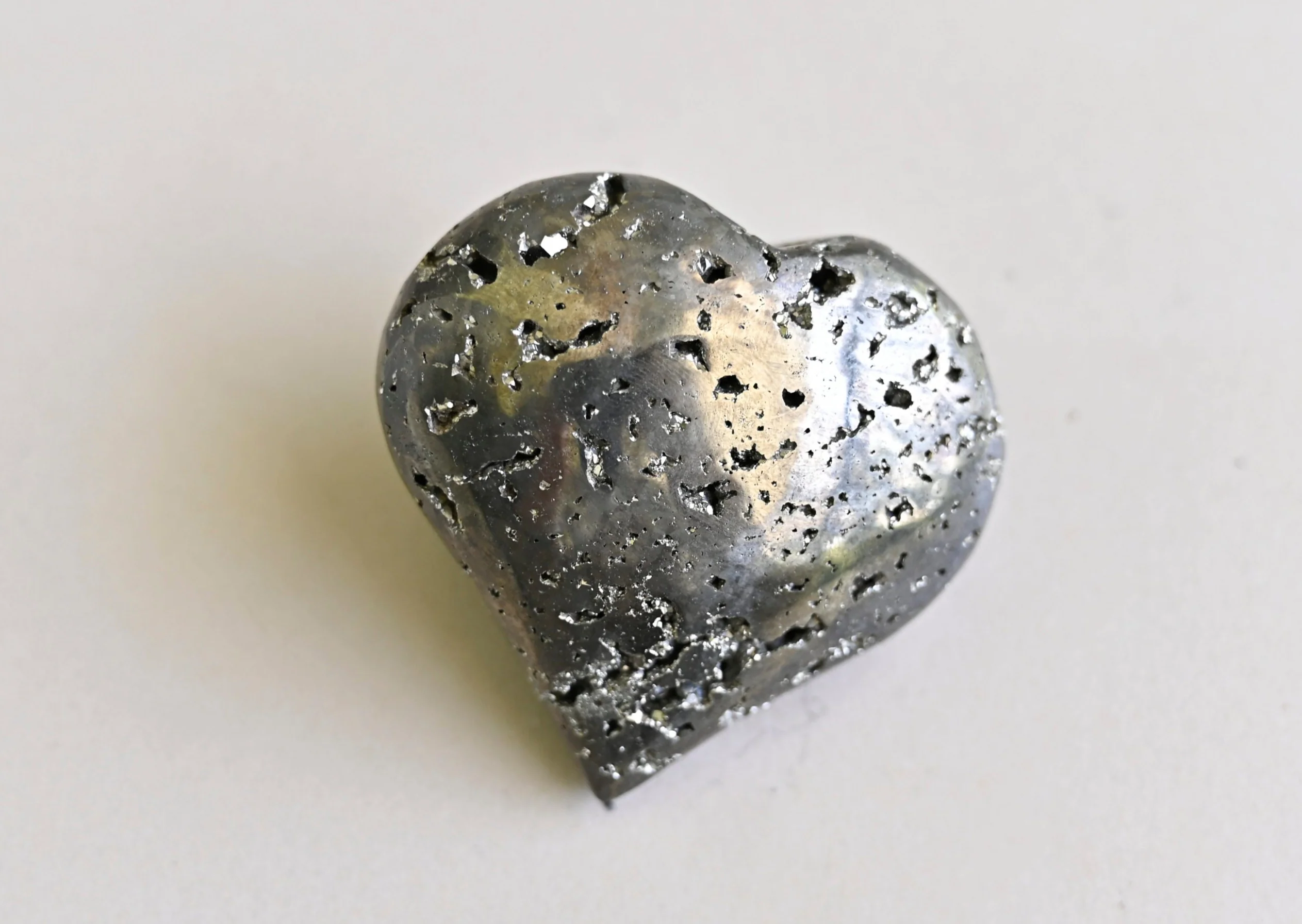 Natural Pyrite Crystal Heart