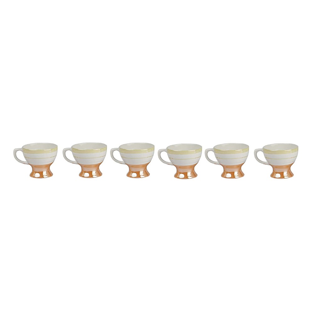 Ceramic Fine Bone China Classical Golden Border Cup Set, 100 Ml- (6 Cups)