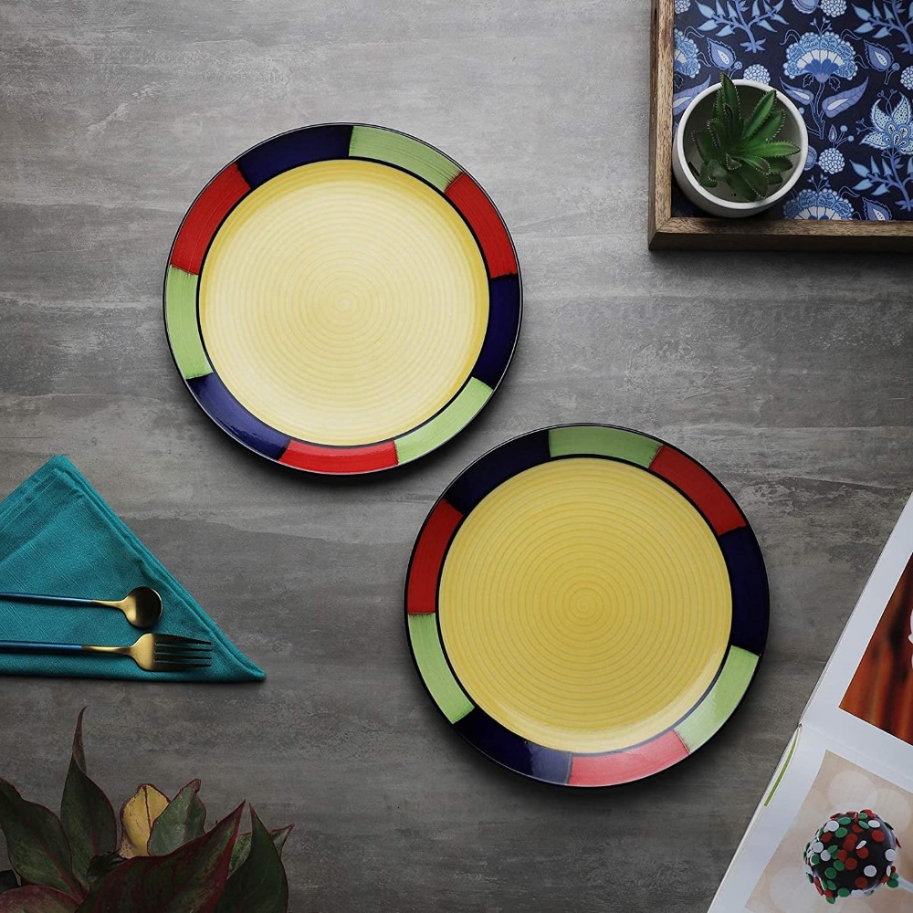 Handpainted Ceramic Dinner Plates Dinnerware Serving Plate Thali Ceramic Plates For Dinner (10 Inch,
