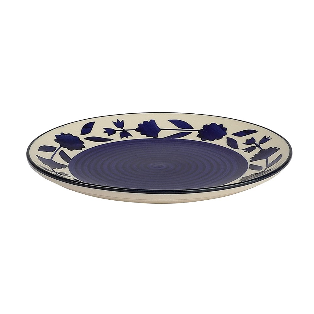 Floral Blue And White Ceramic Side Plates & Ceramic Plates For Dinner Quarter Plates 7 Inches (4-Pie